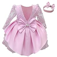 NNJXD Girls' Tulle Flower Princess Wedding Long Sleeve Dress for Toddler and Baby Girl Gown