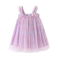 Toddler Girls Sleeveless Star Moon Princess Dress Dance Party Dresses Clothes Girls Long Dresses