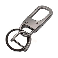 MECHCOS Metal Keychain Car Fob Key Chain Holder Clip with Detachable Valet Key Ring & Anti-lost D-ring for Men and Women - Gunmetal