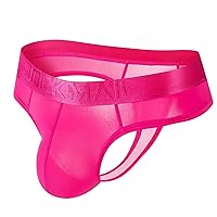 UOFOCO Sexy Men's Thong Underwear G String Athletic Supporters Mesh Breathable Active Thongs Jockstrap for Men Hot Pink XX-Large