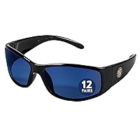 Smith & Wesson® Elite™ Safety Glasses (21307), with Mirror Coating, Blue Mirror Lenses, Black Frame, Unisex for Men and Women (Qty 12)