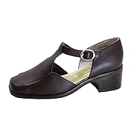 Peerage Sheba Women's Wide Width T-Strap Leather Shoes