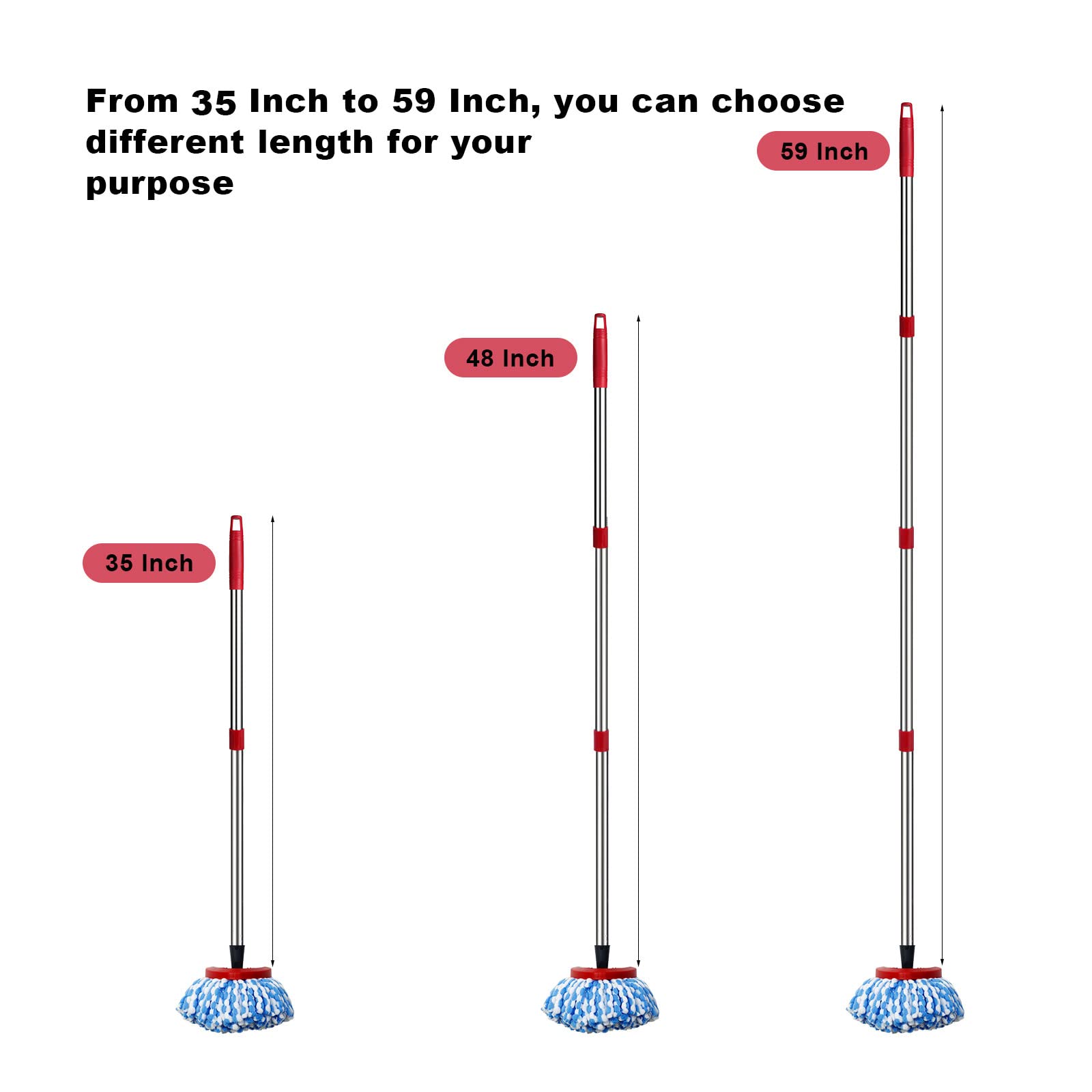 Spin Mop Replacement Handle - 4 Section Mop or Broom Handle/Stick Compatible with O Cedar Spin Mop Refills and Brooms, 30