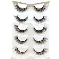 HBZGTLAD New 5Pairs Cat Eye Lashes Faux Mink Eyelashes Winged End Eye Elong Natural long Full Strip Lashes Soft Eyelashes Extension (D539K)