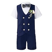 YiZYiF Boys Suit Toddlers Tuxedos Outfit Short Dress Suit for Wedding Baptism Christening Formal Wear 5PCS
