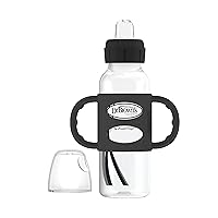 Dr. Brown's Milestones Narrow Sippy Spout Bottle with 100% Silicone Handles, Easy-Grip Handles with Soft Sippy Spout, 8oz/250mL, Black, 1-Pack, 6m+