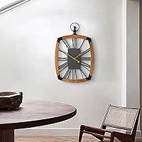 Large Clock Vintage Rustic - Large 70cm Clock Wall Metal Openwork Design with Roman Numerals Silent Wood Home Kitchen Outdoor Living Room Decoration Efficency