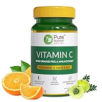 Pure Nutrition Vitamin C with Natural Amla and Orange Peel Extract. Antioxidants Rich with Immunity Support. 1250mg / 60 Tabs
