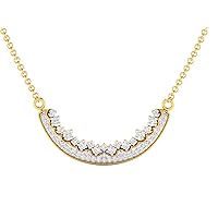 Certified 18K Gold Half Moon Design Pendant in Round Natural Diamond (0.35 ct) with White/Yellow/Rose Gold Chain Wedding Necklace for Women