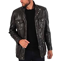 Mens Napa Real Leather Jacket Winter Fashion Coat A824