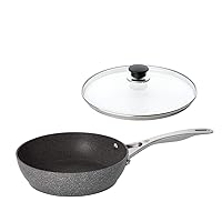 Ballarini 75001-795 Roma Deep Frying Pan, 9.4 inches (24 cm), For Gas Stoves, Granitium 5-Layer Coating, Made in Italy, Glass Lid Included