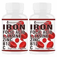 MK Iron Tablets for Women & Men with Vitamin C Folic Acid B12 & Zinc Supplement Supports Strength, Stamina, Energy & Immunity Booster Iron Bisglycinate Sugar Free Chewable -120 Tablet