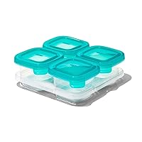 OXO Tot Silicone Baby Food Storage Container, Set of Four, 4oz Containers, Teal