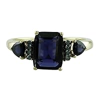 Carillon Iolite Cushion Shape 1.72 Carat Natural Earth Mined Gemstone 925 Sterling Silver Ring Unique Jewelry (Yellow Gold Plated) for Women & Men