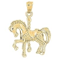 Silver Carousel Horse Pendant | 14K Yellow Gold-plated 925 Silver Carousel Horse Pendant