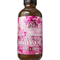Dead Sea Collection Body Oil for Dry Skin - Cherry Blossom & Vitamin E, A, D Moisturizing Oil - Anti-Aging and Skin Elasticity Support - (4 fl.oz)