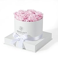 7-Piece Preserved Roses in a Box for Delivery Prime - Forever Flowers - Immortal Roses Birthday Gifts for Her - Christmas Valentines Day Gifts for for Mom/Girlfriend/Wife/Grandma - Pink
