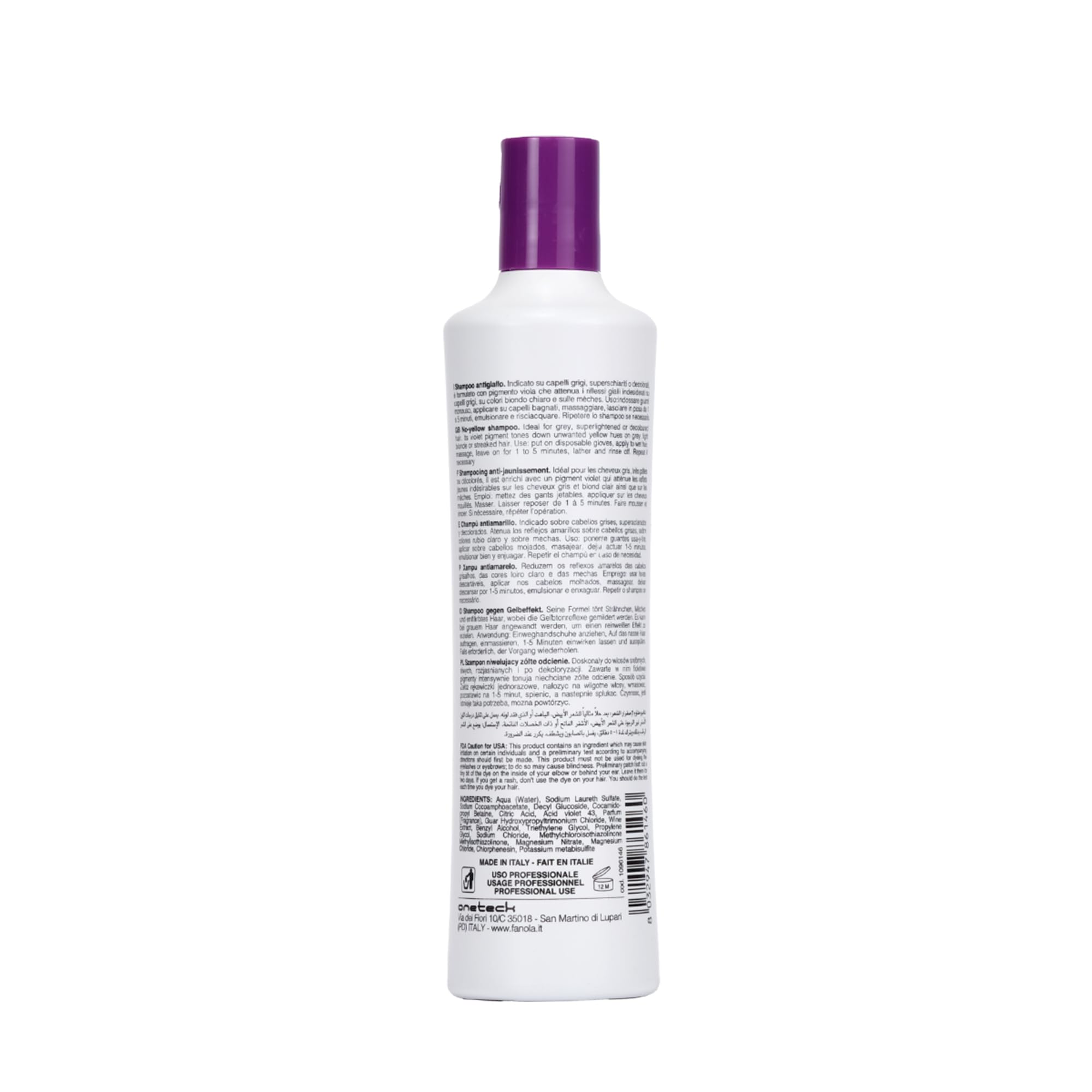 Fanola No Yellow Shampoo 11.8 oz - Color Depositing Purple Shampoo for Blonde, Silver, Gray, and Highlighted Hair - Anti Brass Shampoo Toner to Remove Yellow Tones & Brassiness from Bleached Hair