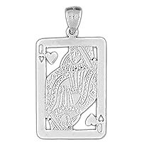 Playing Cards, Queen Of Hearts Pendant | Sterling Silver 925 Playing Cards, Queen Of Hearts Pendant - 45 mm