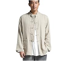 Meditation Buddhist Shirt Blouse Traditional Men Tops Casual Outwear