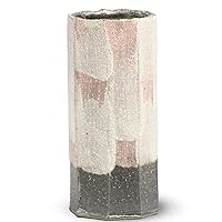 Shigaraki Ware Vase YH100PK Pottery Width 3.1 x Depth 3.1 x Height 7.3 inches (8 cm) x Height 7.3 inches (18.5 cm) White Brush Pink Flower No. 6 Stylish Pottery 4510542202191