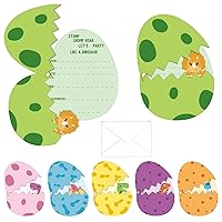 24 Pack Dinosaur Birthday Party Invitations Cards with Envelopes Dinosaur Party Supplies Fill In Birthday Dino Eggs Invite Cards Stickers for Kids Boys Girls Dinosaur Birthday Party Decorations Favor