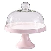 European Cake Stand with Dome, Ceramic Pastry Disc Bread Sandwich Tray Bar Cafe Display Stand Transparent Glass Dome Cake Stands Dome Cake Cover, Multifunctional Serving Platter