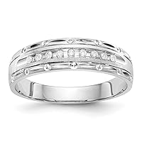 14k White Gold Prong set 1/10 Carat Diamond Trio Mens Wedding Band Size 10.00 Jewelry Gifts for Men