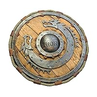 24 Inch Medieval Warrior Wooden Viking Shield Round Shield Dragon Face Viking Rustic Vintage Home Decor Gifts Brown