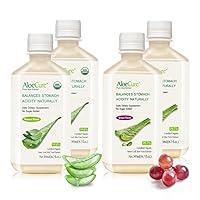 AloeCure Organic Aloe Vera Juice - 4 Bottle Sample Pack - Grape, Natural Flavor, 4x500ml