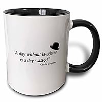 3dRose Without Laughter Is A Day Wasted Quote Two Tone Mug, 11 oz, Black