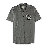 Ecko Unltd. Mens Woven Camo Pocket Button Up Shirt, Grey, X-Small