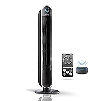 Lasko 40” Smart Oscillating Tower Fan Powered by Aria, Wi-Fi Connected, Voice Controlled, Compatible with Alexa and Google Assistant, Timer, 5-Speeds, Black, T40733, Large