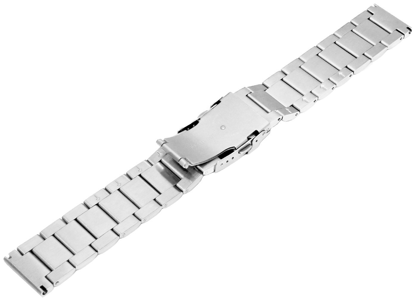 SINAIKE Brush Matte Finish Metal Watch Band Stainless Steel Bracelet Straps 18mm/20mm/22mm/24mm Double Buckle Black or Silver