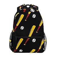 ALAZA Baseball & Bat Doodle Pattern Sports Chic Large Backpack Personalized Laptop iPad Tablet Travel School Bag with Multiple Pockets