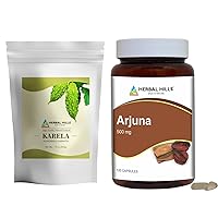 Karela Powder Bitter Gourd and Arjuna Capsules Terminalia Pack of 2 Combo
