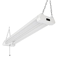 Maxxima 2 ft. Utility LED Shop Light Fixture - 20 Watt, Linkable, Frosted Lens 5000K Daylight, 2000 Lumens, Plug in, Pull Chain, Ideal for Garage and Workshop Lighting, Hardware Included