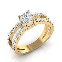 0.50 Carat Round Cut Certified Diamond Bridal Ring for Women | 14K Solid White Yellow Gold