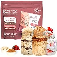 Lacsnac Variety Pack Lactation Overnight Oats (13.92 oz, 7 Count) - Lactation Supplement for Nursing Moms made with Whole Grain Oats, Flax Seeds, and Brewer’s Yeast, Promotes Lactation & Healthy Breast Milk Supply, GMO-free, Vegan, Gluten-free