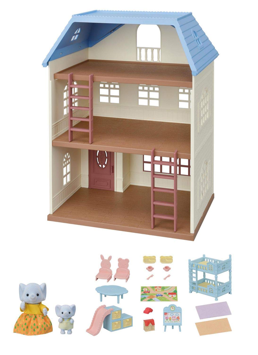 Calico Critters Sky Blue Terrace Gift Set, Dollhouse Playset with Figures, Furniture and Accessories