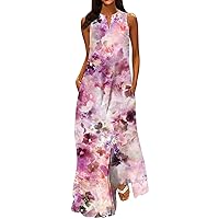 Women's Long Sleeve Bodycon Dress Summer Fashion Classic V-Neck Color Printing Sleeveless Dress Bodycon Dress