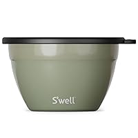 S'well Stainless Steel Salad Bowl Kit 64oz, Mountain Sage, Comes with 2oz Mini Canister and Removable Tray for Organization, Leakproof, Easy to Clean, Dishwasher Safe