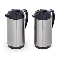 Copco Stainless Steel Insulated Carafes, Large Capacity Each For Serving, Set Of 2, 1 Quart, Silver