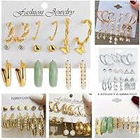 54 Pairs Acrylic Letter C Earrings Vintage Inlaid Pearl Earrings Set Creative Twist Earrings