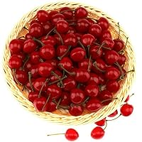 50pcs Artificial Lifelike Red Cherry Decoration Fake Chrries Fruit Food Home Party Christmas Display