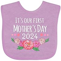 inktastic It's Our First Mother's Day 2024 Baby Bib
