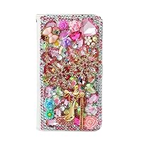 Crystal Wallet Phone Case Compatible with iPhone 15 Pro Max - High-Heel Snow Flowers - Pink - 3D Handmade Glitter Bling Leather Cover with Screen Protector & Neck Strip Lanyard