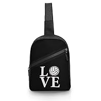 Love Volleybal Sling Backpack Bag Travel Hiking Daypack Chest Bag Cross Body Shoulder Bag for Men Women