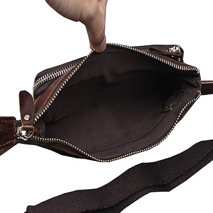 Hebetag Leather Waist Pack Fanny Bag for Men Women Outdoor Travel Sports Running Walking Hiking Hip Bum Belt Slim Cell Phone Purse Casual Waist Wallet Pouch