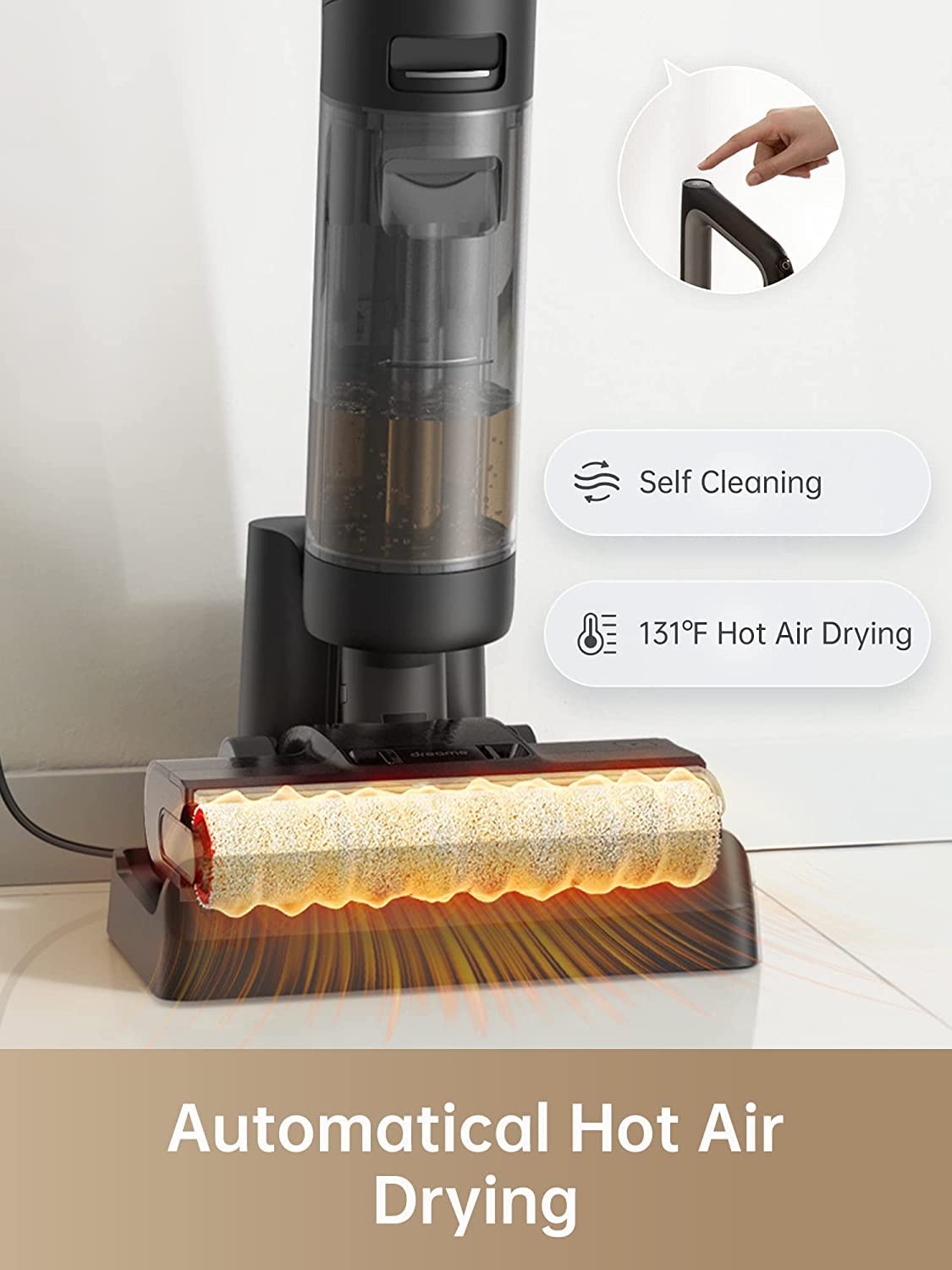 Dreametech H12 PRO Wet Dry Vacuum Cleaner, Smart Floor Cleaner Cordless Vacuum and Mop for Hard Floors, One-Step Edge to Edge Cleaning with Hot Air Drying
